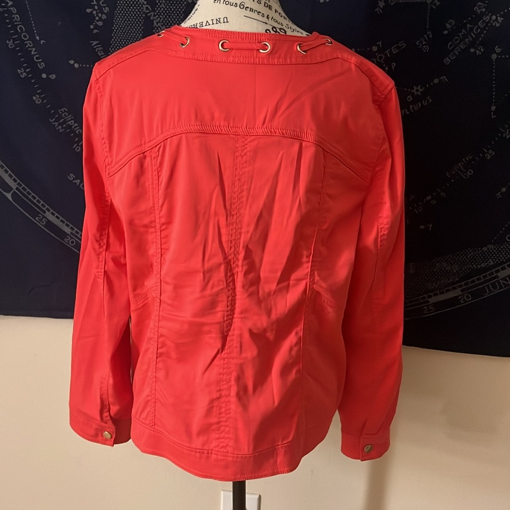 Chico’s Coral Zip Front Jacket Size 2 (M/L) - Picture 5 of 7